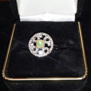 Green&red fire opal with CZ's